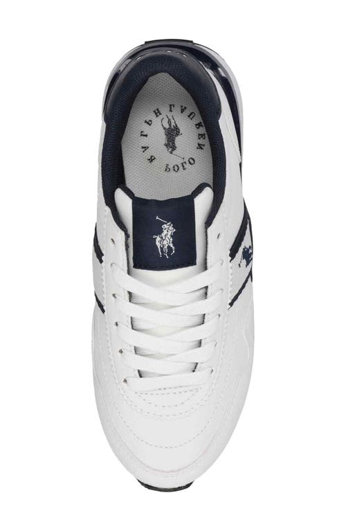 Shop Polo Ralph Lauren Kids' Train 89 Sport Sneaker In White/navy