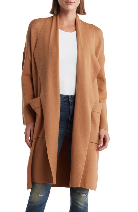 Stylish V Neck Brown Long Sweater/Coat For Womens With Side Pockets. High  Quality Women Sweaters