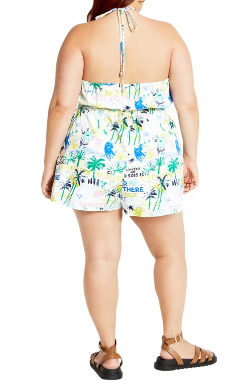 Shop City Chic Almay Halter Romper In Green Postcards