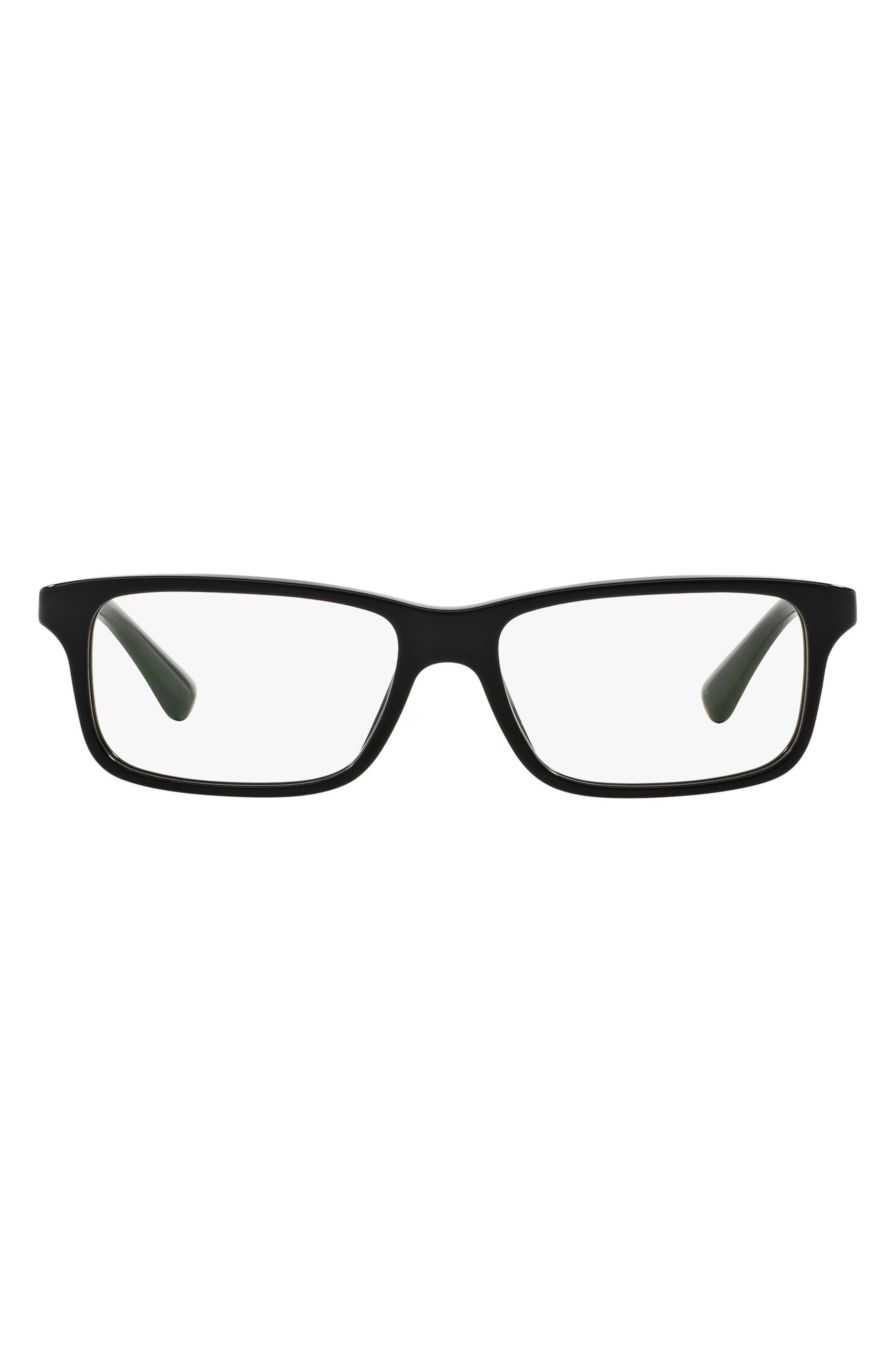 Prada 56mm Rectangle Optical Glasses in Black at Nordstrom