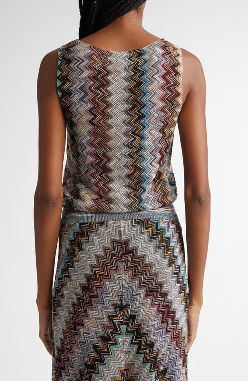 Shop Missoni Metallic Zigzag Sweater Tank In Multi Silver Black Pink Blue