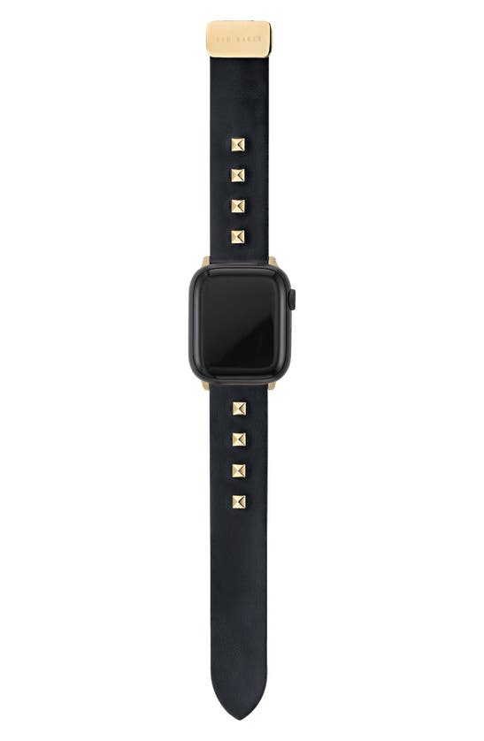 Shop Ted Baker Leather 20mm Apple Watch® Watchband In Black