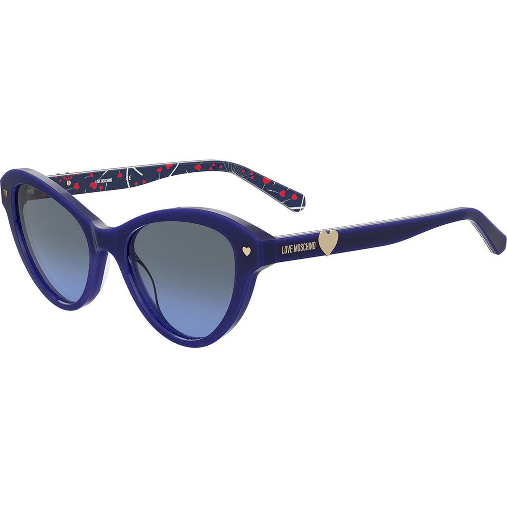 Shop Moschino 52mm Cat Eye Sunglasses In Blue/grey Shaded Blu