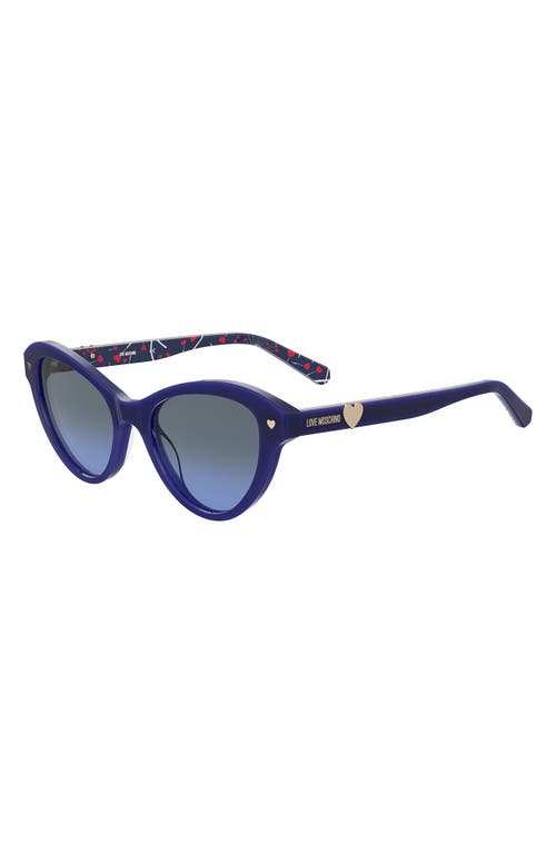 Shop Moschino 52mm Cat Eye Sunglasses In Blue/grey Shaded Blu