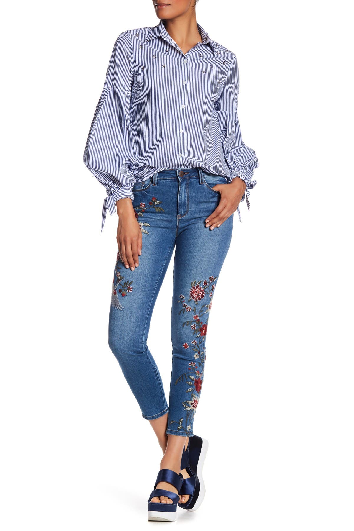 nanette lepore embroidered jeans