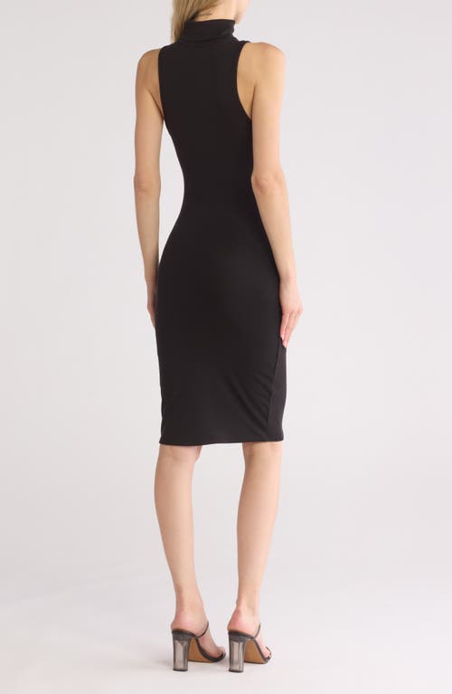Go Couture Turtleneck Sleeveless Minidress In Black Rib