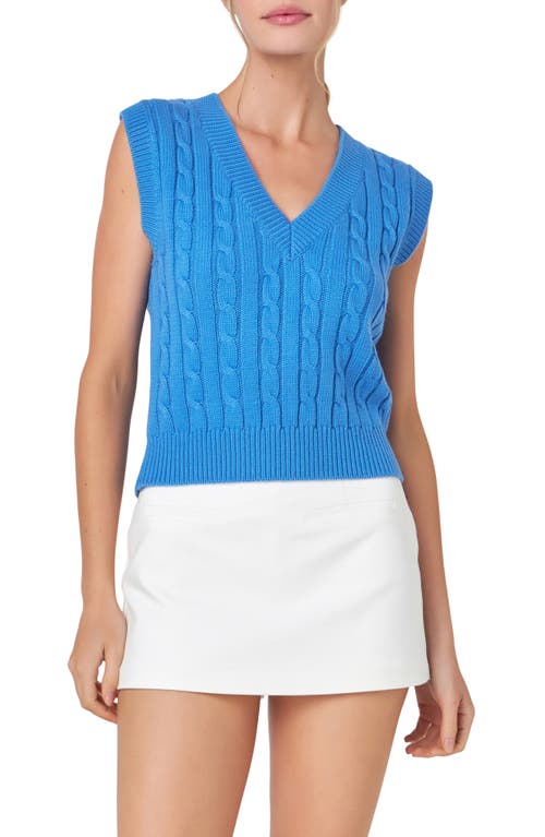 English Factory Cable Sweater Vest In Blue