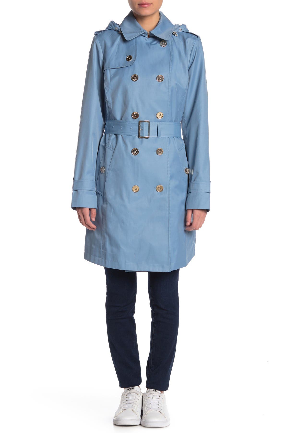 michael michael kors missy double breasted hooded trench coat