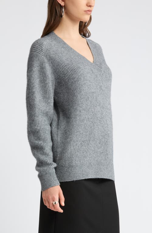 Shop Nordstrom Rib V-neck Sweater In Grey Dark Heather