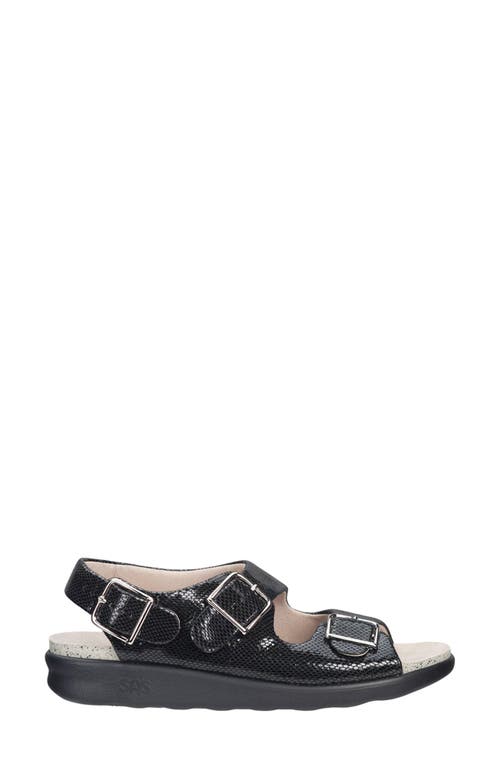 Sas Relaxed Slingback Sandal In Black Snake