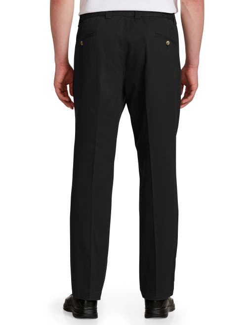 Harbor Bay Waist-relaxer Pleated Twill Pants In Black