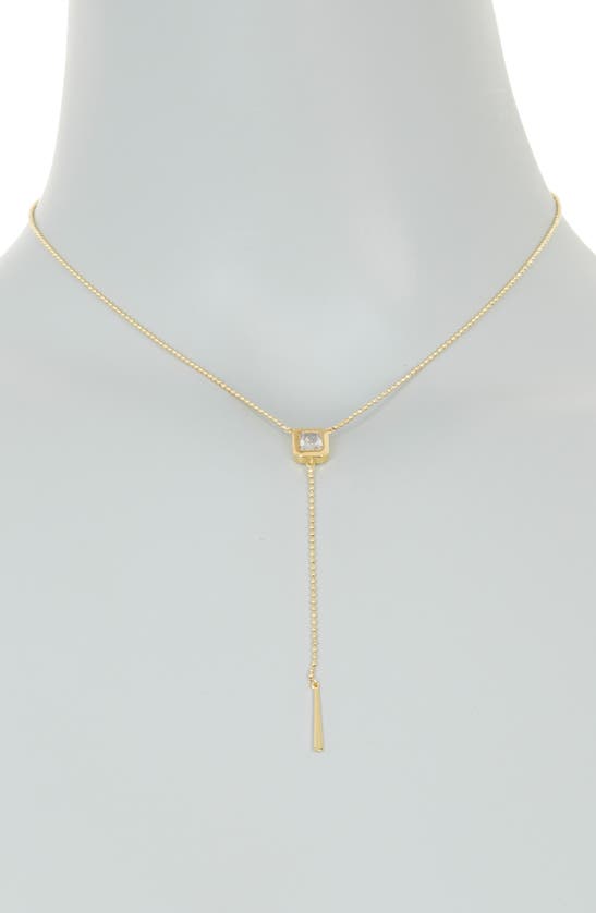 Shop Nordstrom Rack Cubic Zirconia Ball Chain Y-necklace In Clear- Gold
