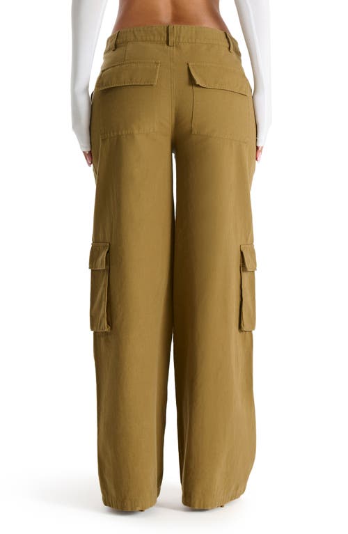 Shop Naked Wardrobe Relaxed Straight Leg Canvas Cargo Pants In Olive