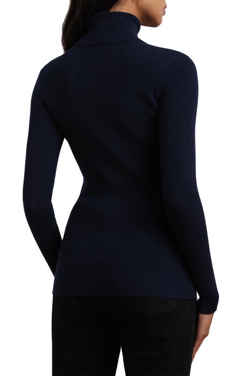 Ralph Lauren Lauren Ribbed Turtleneck Sweater In Lauren Navy