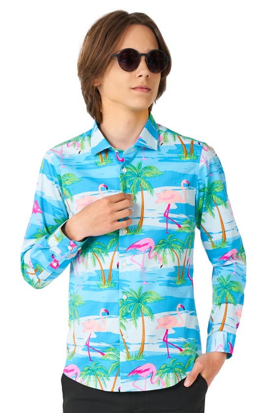 Opposuits Kids' Flaminguy Dress Shirt In Blue
