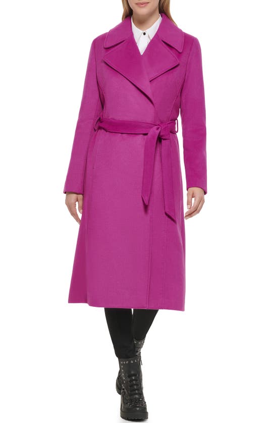 KARL LAGERFELD WOOL BLEND WRAP COAT