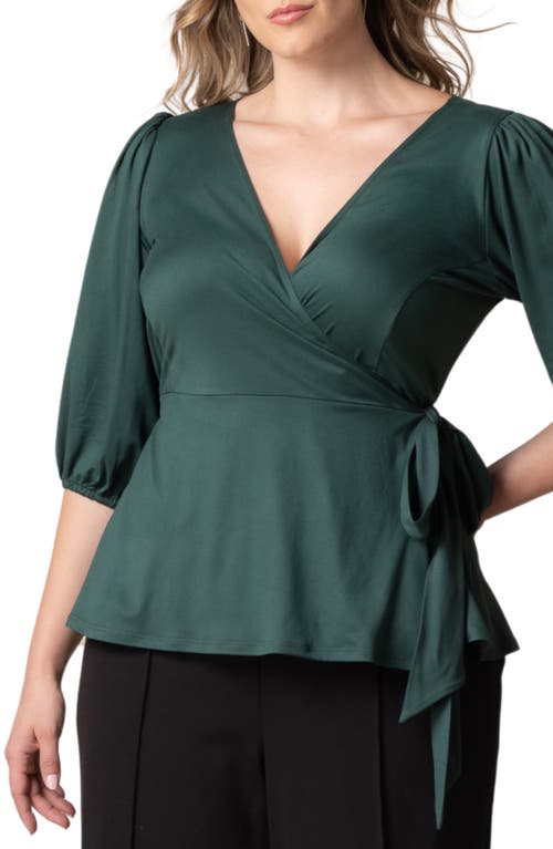 Shop Kiyonna Nina Wrap Top In Hunter Green