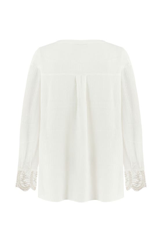 Shop Nocturne Stone Embroidered Blouse In White