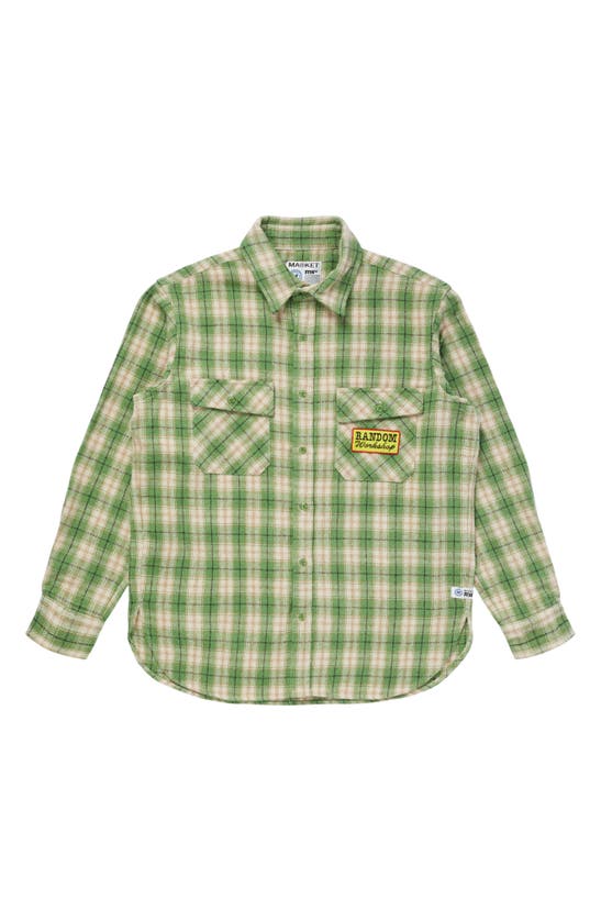 Market Rw Logo Patch Flanel Shirt In Green