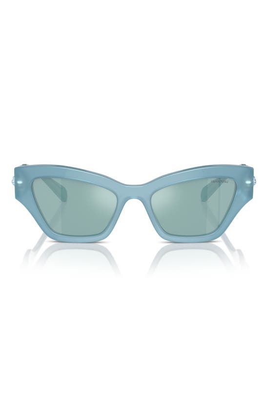 Shop Swarovski Imber 54mm Irregular Sunglasses In Blue