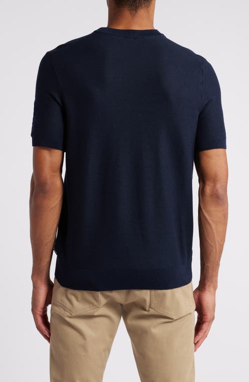 Shop Hugo Boss Boss Tantino Cotton Blend Crewneck Top In Dark Blue