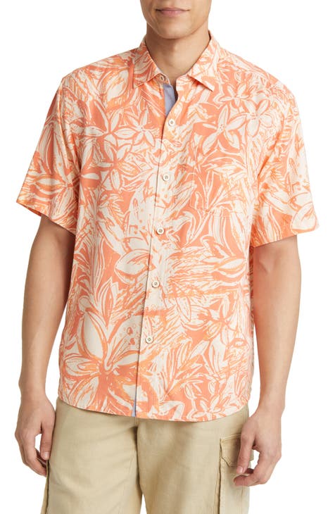 Men's Houston Astros Tommy Bahama Cream Paradise Fly Ball Camp Button-Up  Shirt