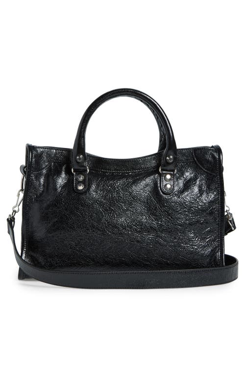 Balenciaga Le City Small Embellished Textured-leather Tote In Black