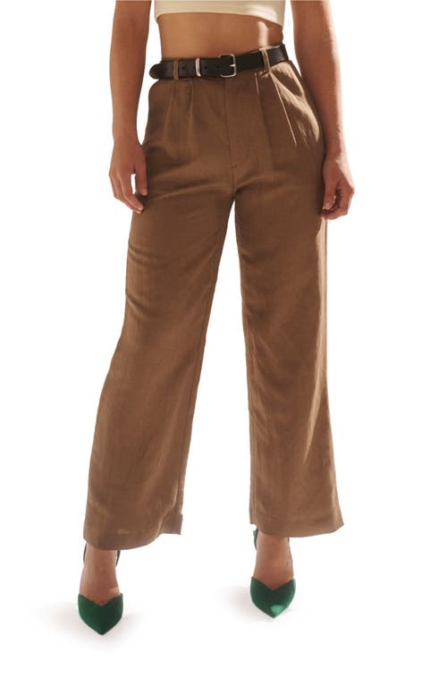 Rolla's Chloe Pleat Linen Blend Pants in Tobacco at Nordstrom, Size X-Large
