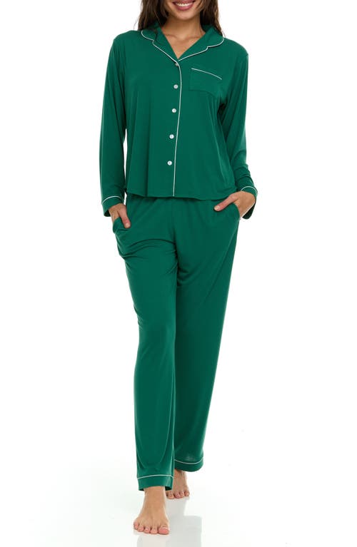 Shop Flora By Flora Nikrooz Annie Long Sleeve & Pants 2-piece Pajama Set In Green