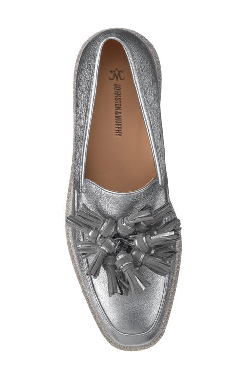 Shop Johnston & Murphy Gracelyn Tassel Loafer In Pewter Metallic Sheepskin