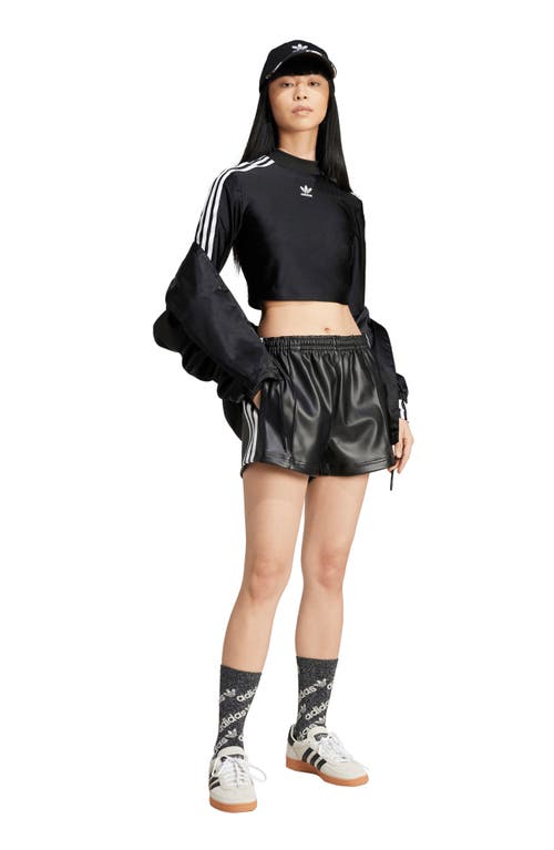 Adidas Originals Faux Leather Track Shorts In Black