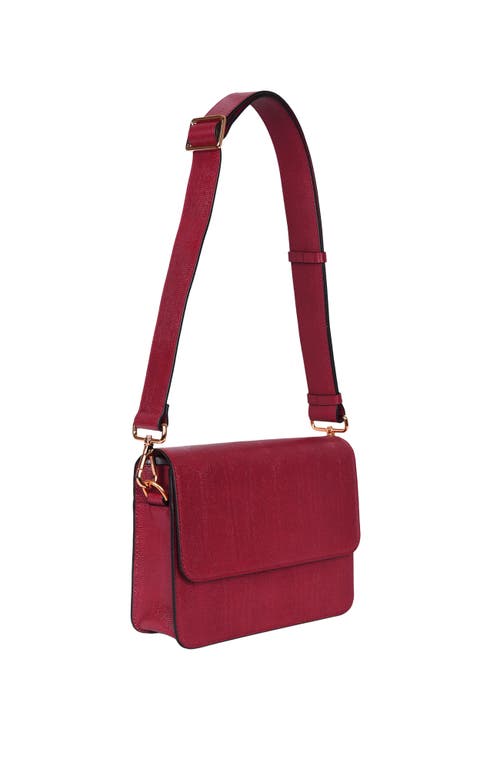 Hyer Goods Upcycled Leather Convertible Crossbody Satchel In Cherry Red Lizard
