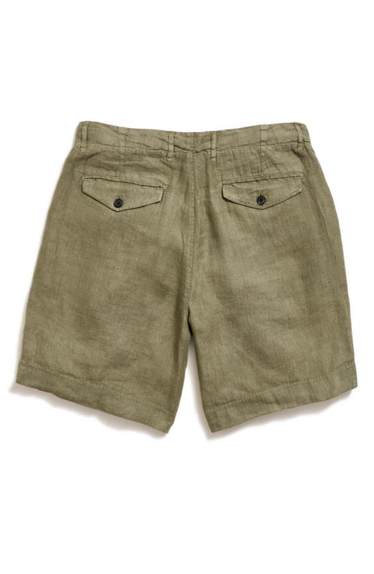 Shop Billy Reid Moore Flat Front Linen Shorts In Olive