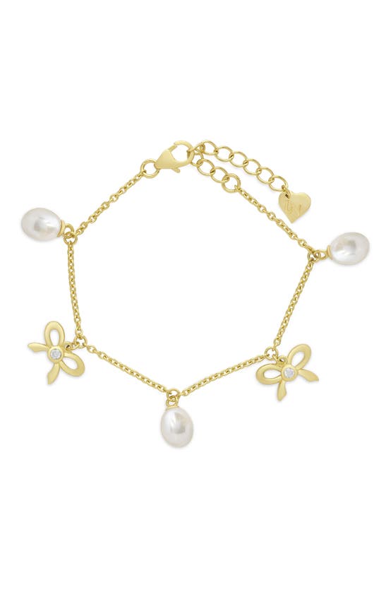 Shop Lily Nily Kids' Cubic Zirconia & Pearl Charm Bracelet In Gold