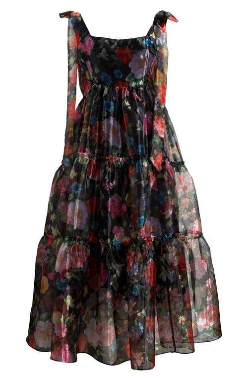 Shop Chelsea28 Floral Bow Shoulder Maxi Dress In Black Multi Floral