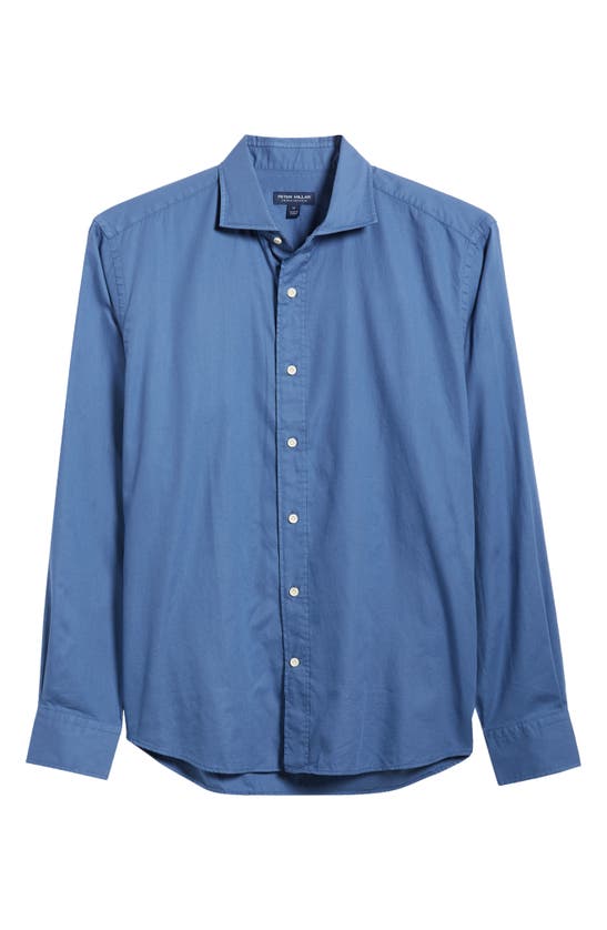 Shop Peter Millar Crown Crafted Sojourn Garment Dye Button-up Shirt In Blue Frost