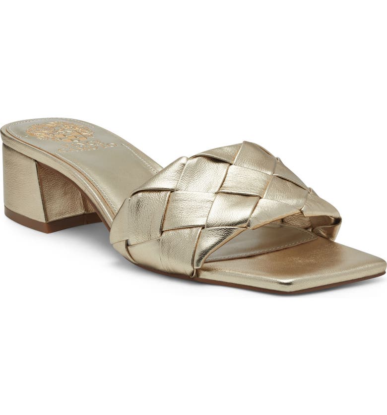 VINCE CAMUTO Semtera Block Heel Slide Sandal, Main, color, EGYPTIAN GOLD