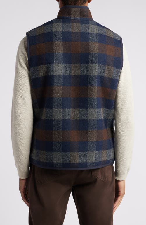 Shop Johnston & Murphy Fleece Lined Felted Check Vest In Navy