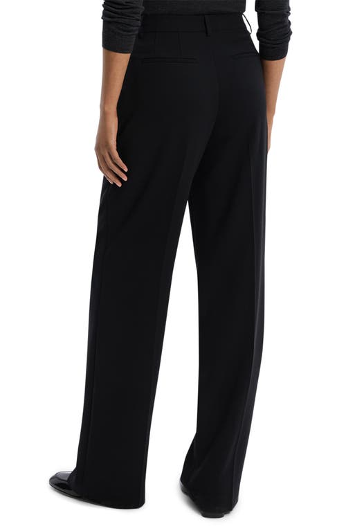 Theory High Waist Double Knit Wide Leg Pants In Black