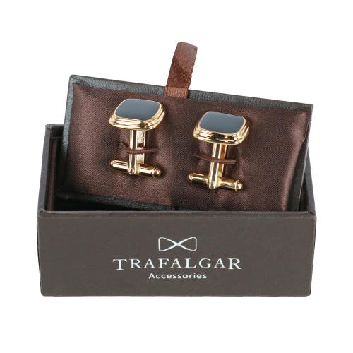 Trafalgar Men's Sutton Black Lacquer Cushion Cufflinks In Gold