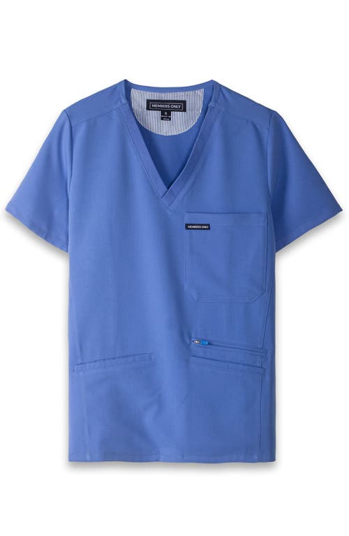 Shop Members Only Palermo 4-pocket Scrub Top In Ceil Blue