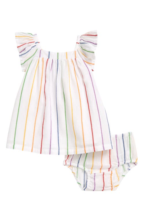 Tucker + Tate Stripe Skip Dress in White Tiny Multi Stripes