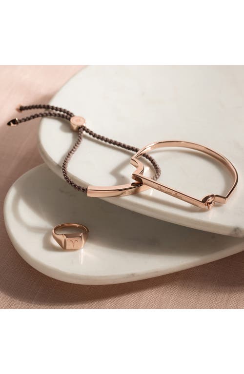 Monica Vinader Engravable Linear Friendship Bracelet In Rose Gold/black