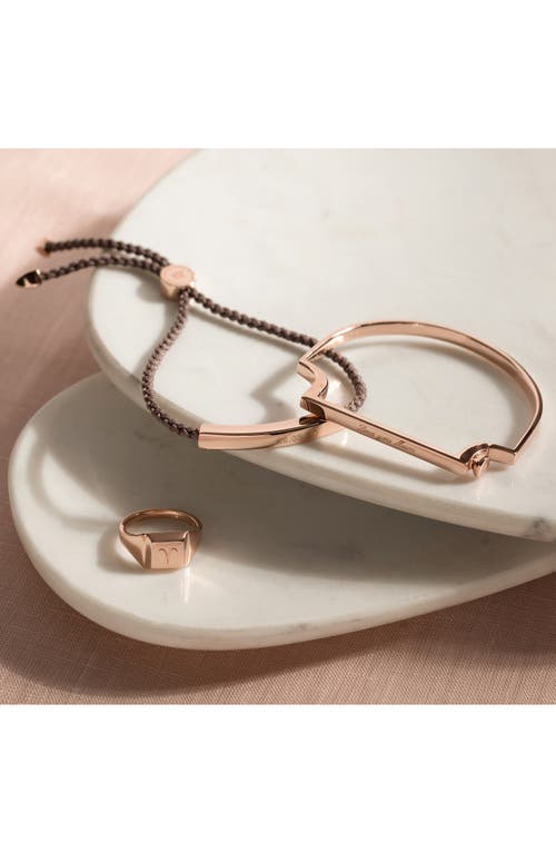 Shop Monica Vinader Engravable Linear Friendship Bracelet In Rose Gold/black