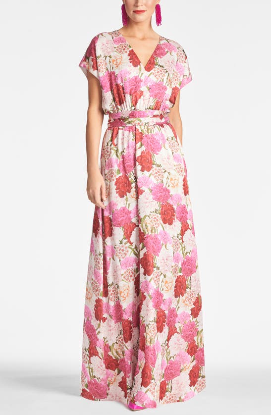 Sachin & Babi Leah Floral Georgette Gown In Pink