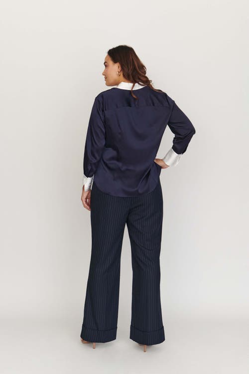 Shop Gabriella Rossetti Rosa Pant In Navy Shadow Stripe