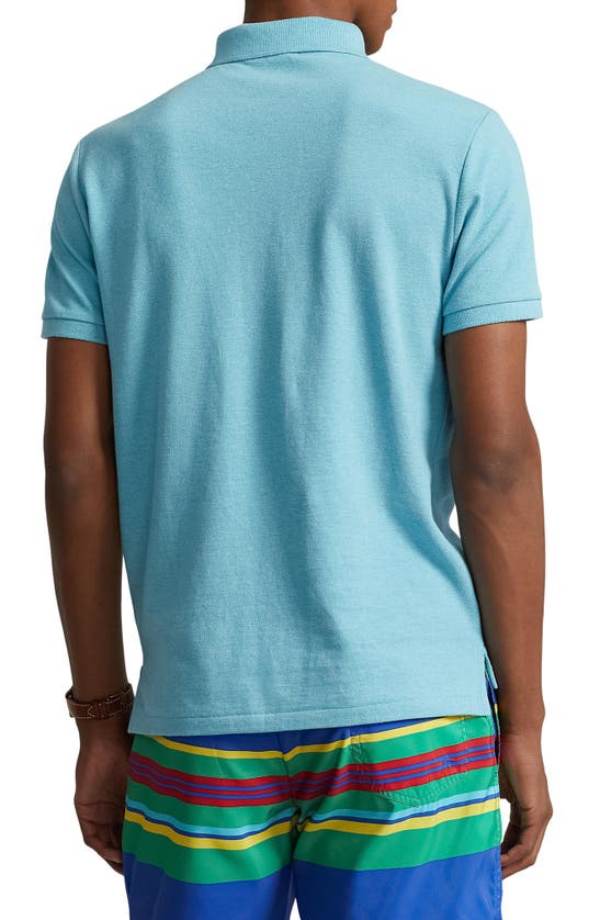Shop Polo Ralph Lauren Basic Solid Cotton Polo Shirt In Turquoise Nova Heather