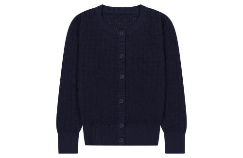 Shop Busy Bees Mia Classic Cotton Lace Cardigan In Navy