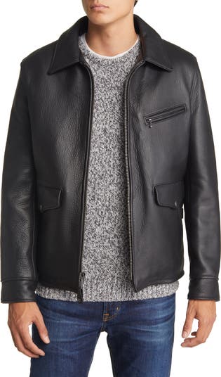 Wool Lined Bison Leather Car Coat