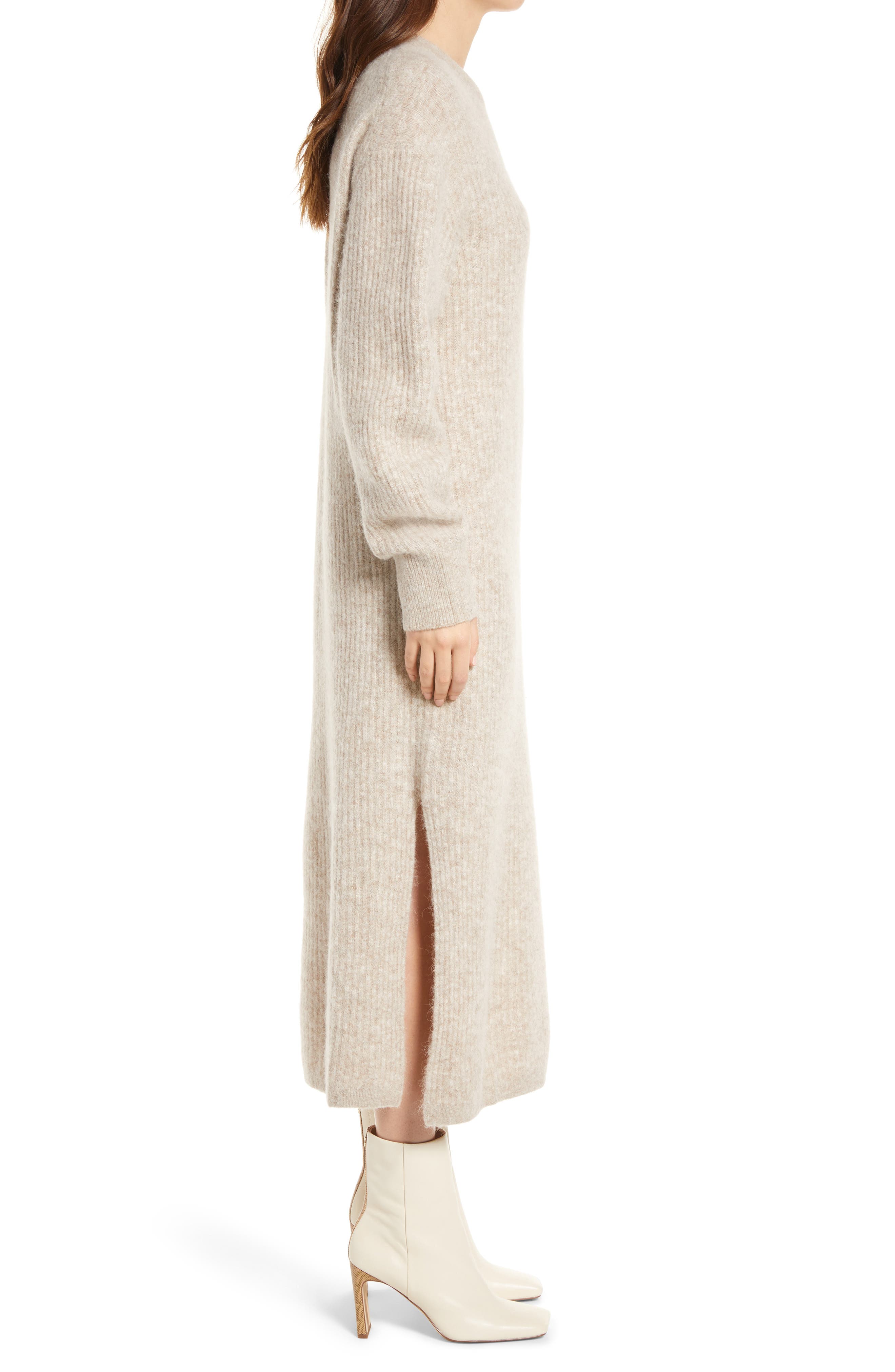 long cream sweater dress